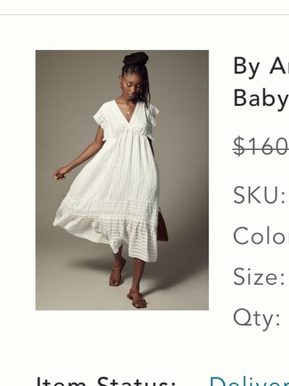 Anthropologie Ivory V-Neck Ruffled Tiered Babydoll Dress